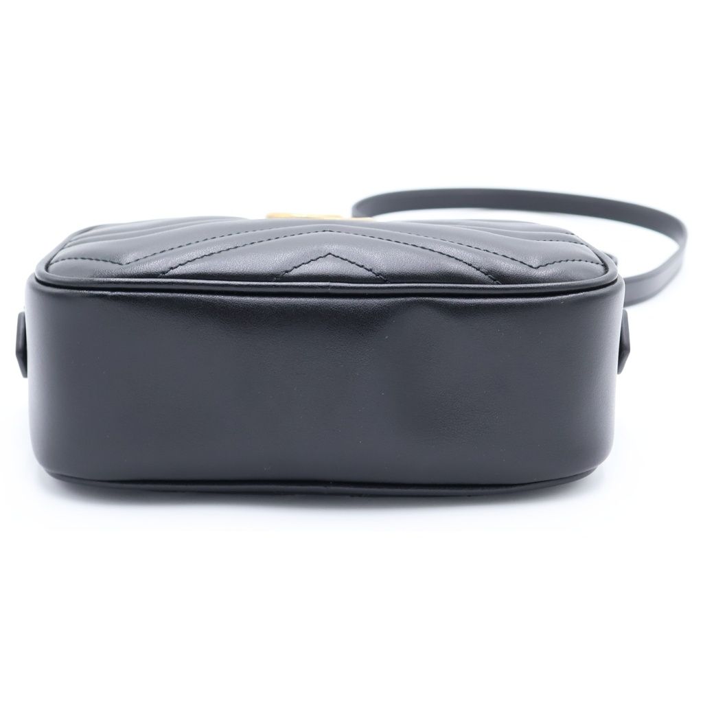 Gucci GG Marmont Quilted Gold Camera Bag Leather Black — view 4