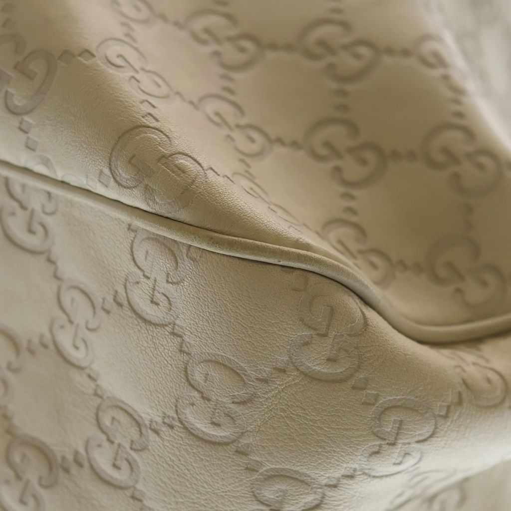 Gucci Guccissima Ski Leather Shoulder Bag Tote Ivory — view 5