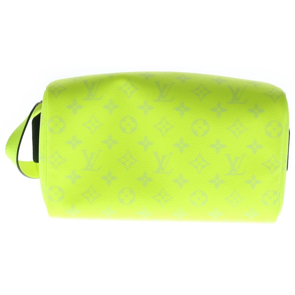 Louis Vuitton Monogram Taigarama Dopp Kit Hand Second Bag Leather Neon Yellow — view 4