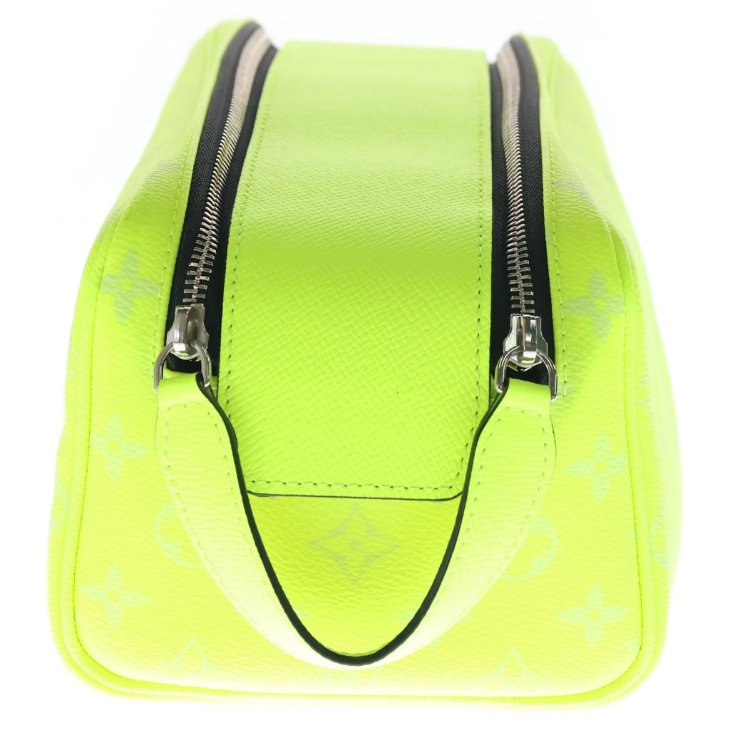 Louis Vuitton Monogram Taigarama Dopp Kit Hand Second Bag Leather Neon Yellow — view 3