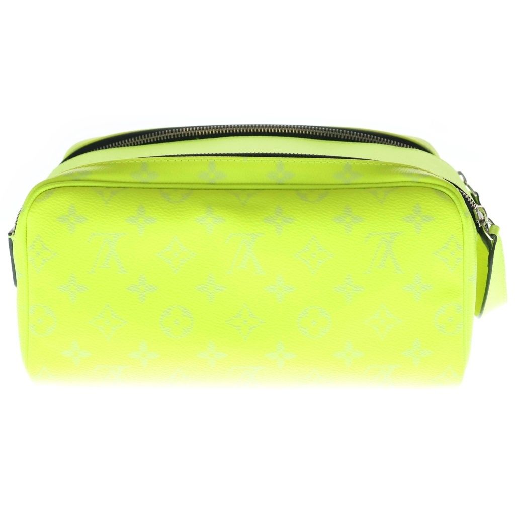 Louis Vuitton Monogram Taigarama Dopp Kit Hand Second Bag Leather Neon Yellow — view 2