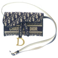 Dior Oblique Embroidered Saddle Shoulder Bag Slim Pouch Canvas Navy