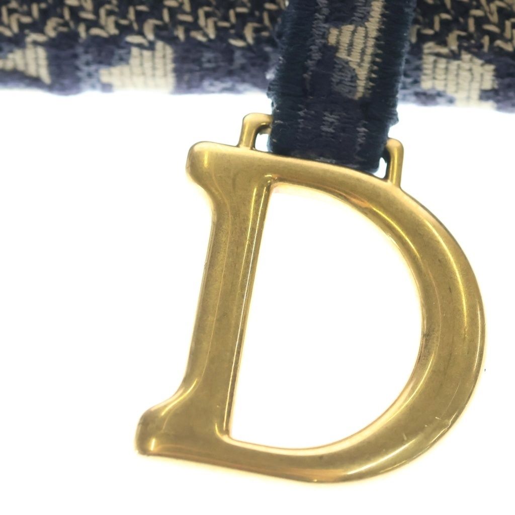 Dior Oblique Embroidered Saddle Shoulder Bag Slim Pouch Canvas Navy — view 6