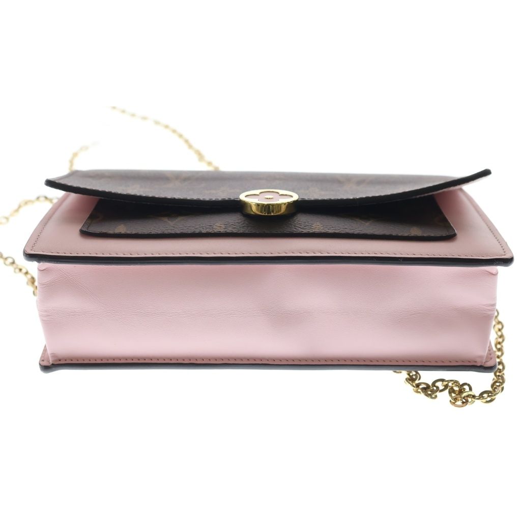 Louis Vuitton Monogram Portefeuille Floral Chain Shoulder Bag Leather Rose — view 4