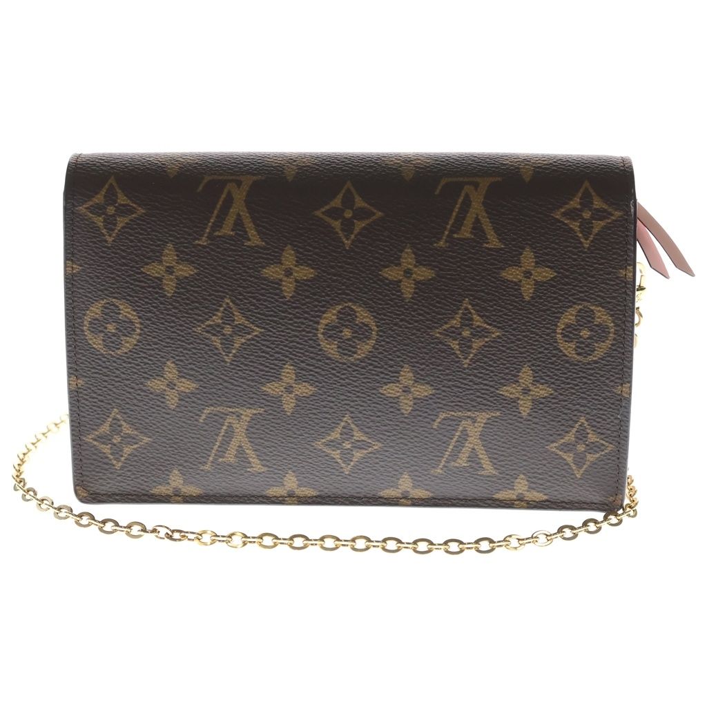 Louis Vuitton Monogram Portefeuille Floral Chain Shoulder Bag Leather Rose — view 2