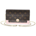 Louis Vuitton Monogram Portefeuille Floral Chain Shoulder Bag Leather Rose