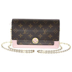 Louis Vuitton Monogram Portefeuille Floral Chain Shoulder Bag Leather Rose