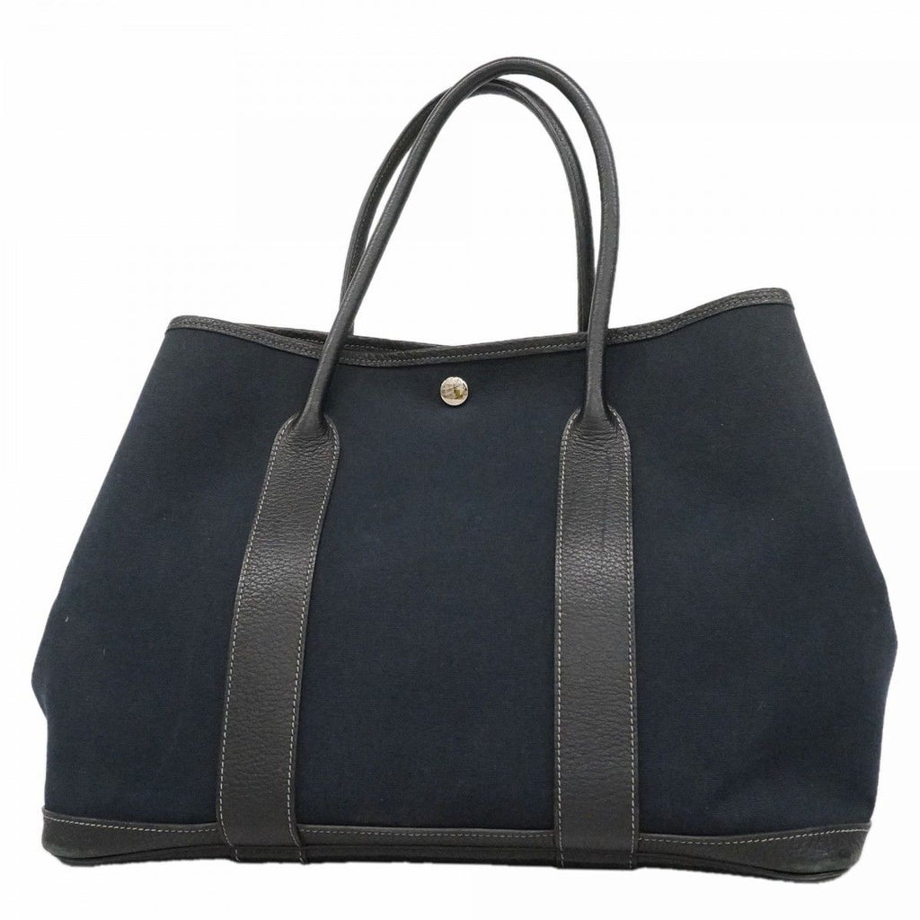 Hermes Tote Garden Party PM Toile Officier Black Silver