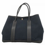 Hermes Tote Garden Party PM Toile Officier Black Silver