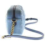 Gucci GG Marmont Chain Mini Shoulder Bag Indigo Blue Denim Gold — view 3