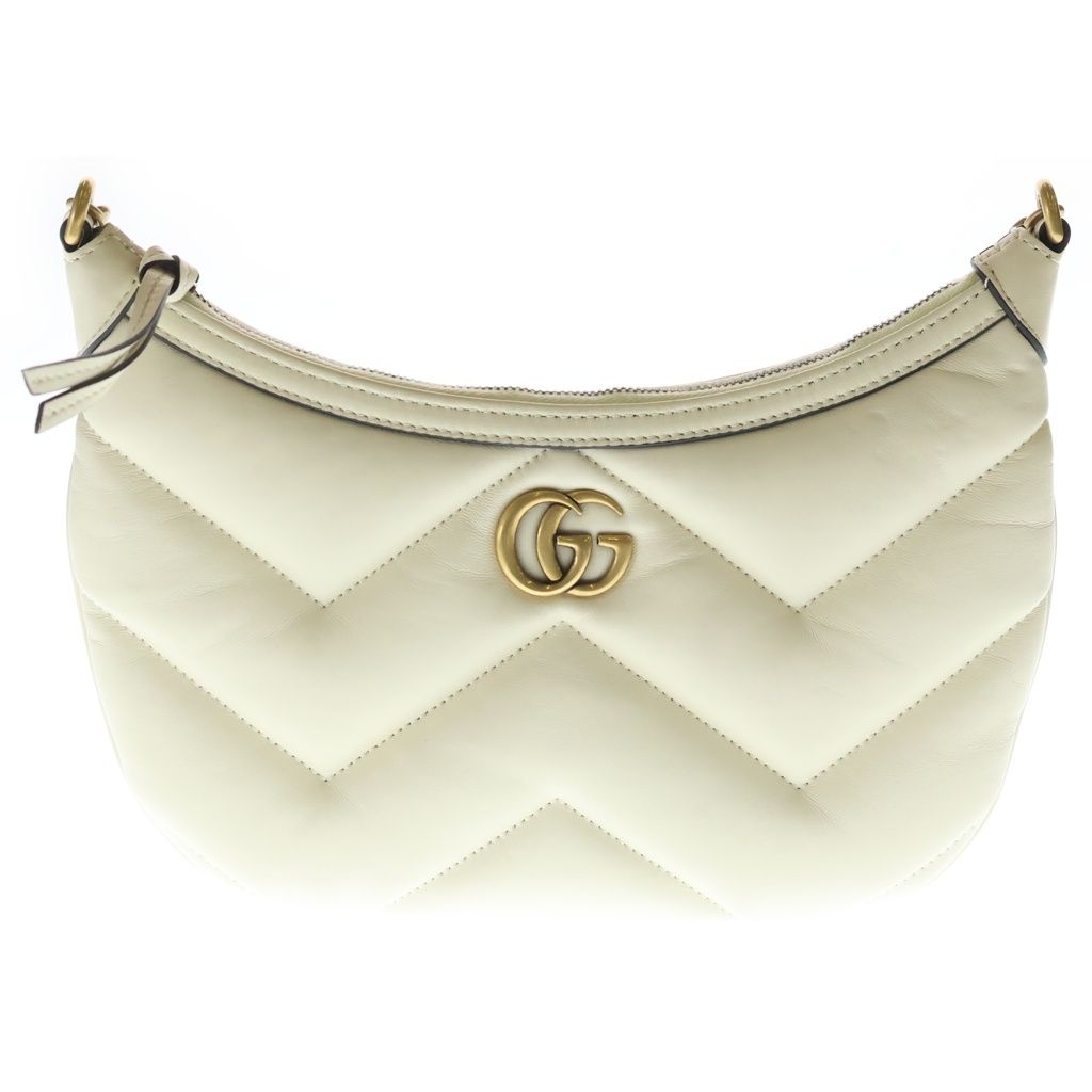Gucci GG Marmont Small Shoulder Bag White Leather Gold