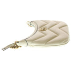 Gucci GG Marmont Small Shoulder Bag White Leather Gold — view 3