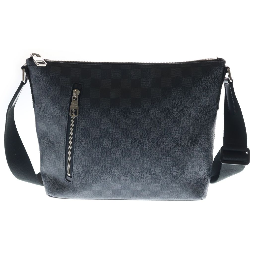 Louis Vuitton Damier Graphite Mick PM Shoulder Bag Black Leather Silver