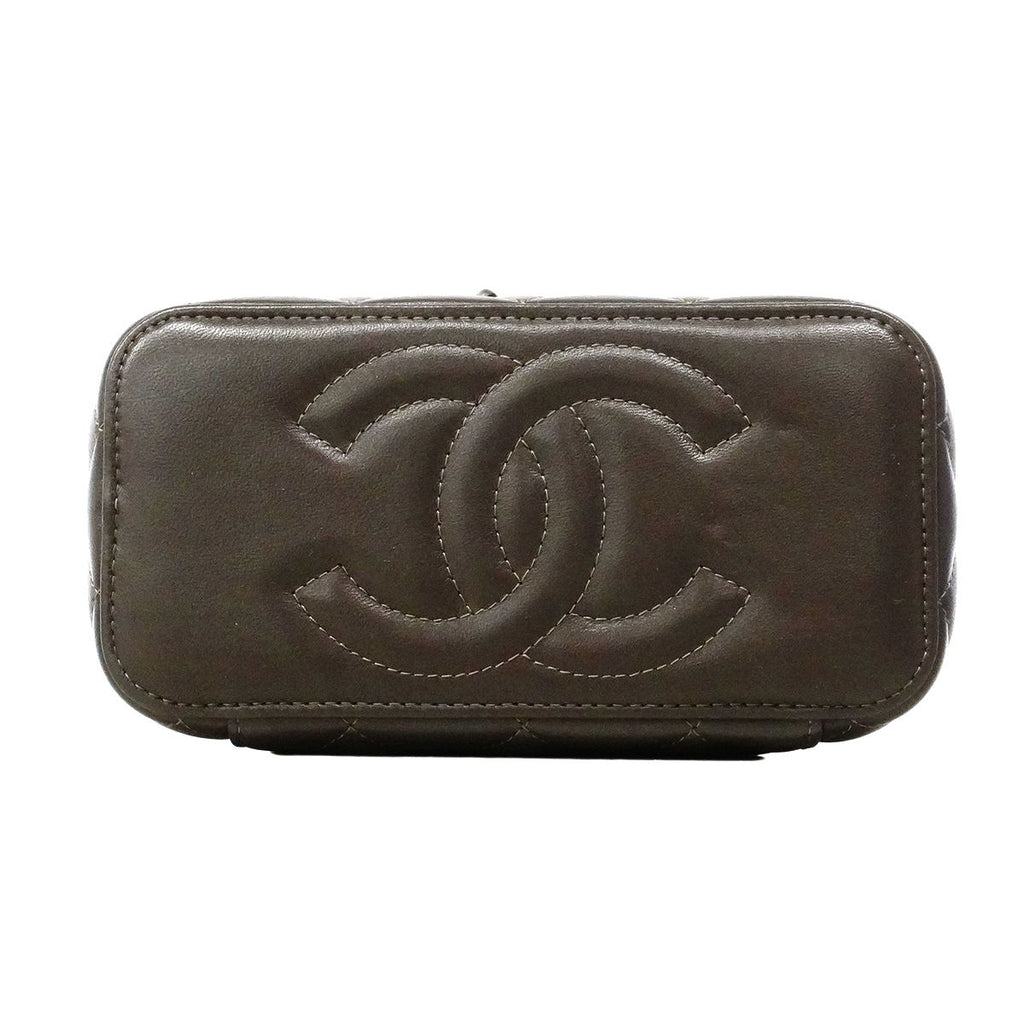 Chanel Vanity Bag Quilted Lambskin Brown Champagne Gold 2-Way — view 3