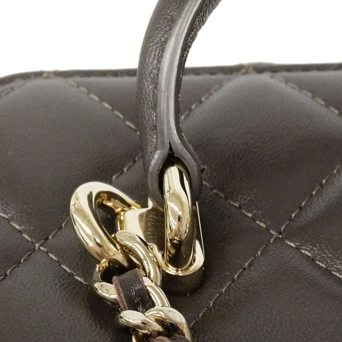 Chanel Vanity Bag Quilted Lambskin Brown Champagne Gold 2-Way — view 7