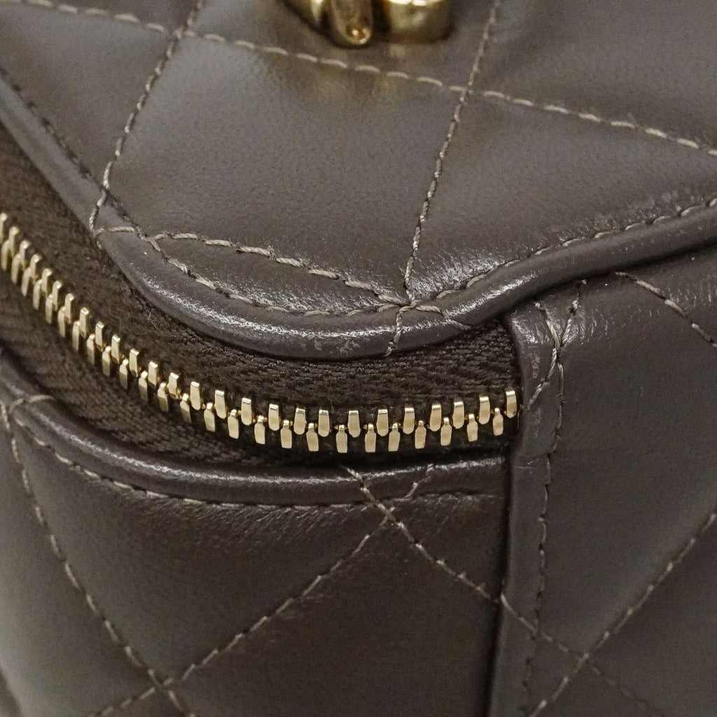 Chanel Vanity Bag Quilted Lambskin Brown Champagne Gold 2-Way — view 6