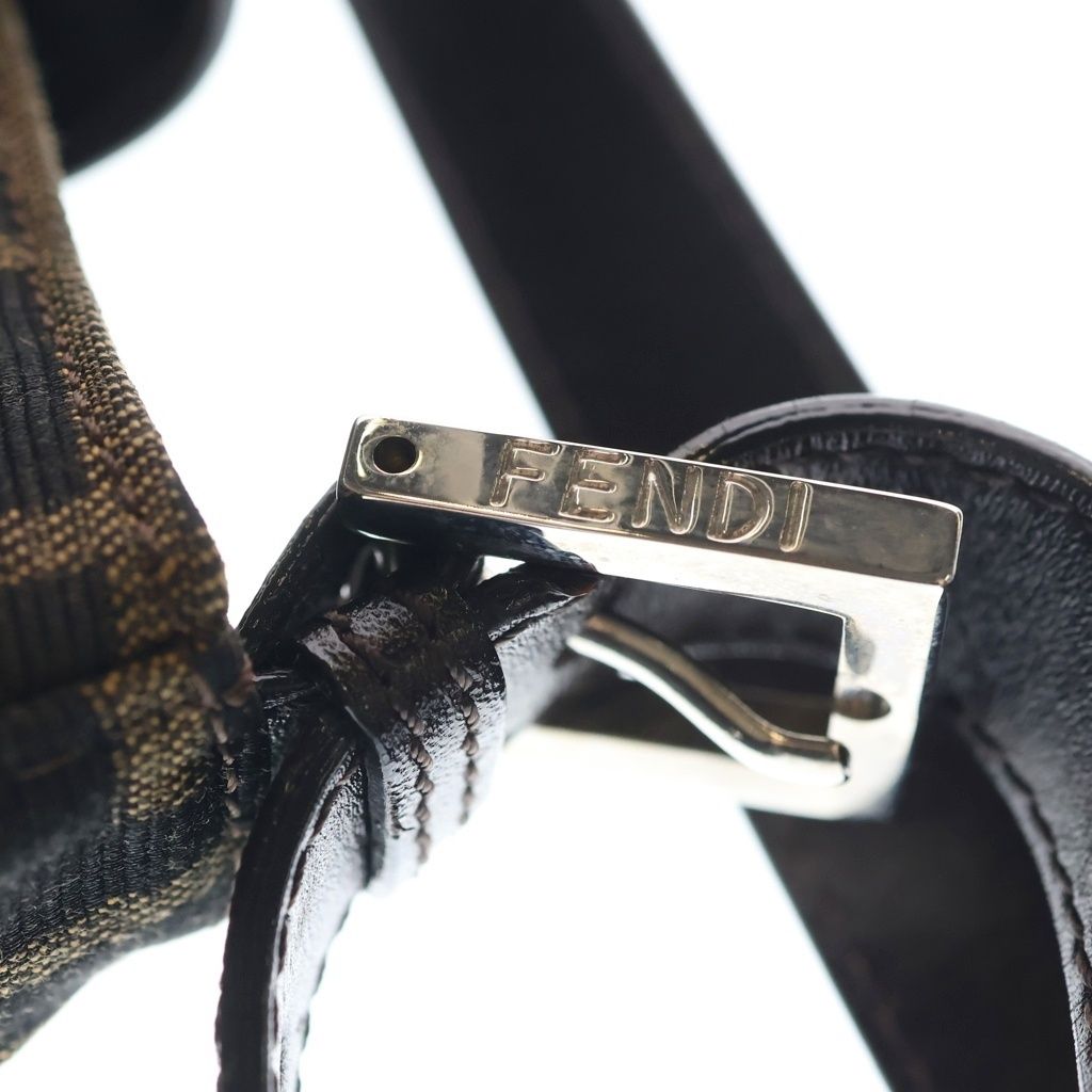 Fendi Zucca Mamma Bucket One Mini Shoulder Bag Brown Leather Silver — view 7