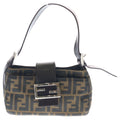 Fendi Zucca Mamma Bucket One Mini Shoulder Bag Brown Leather Silver