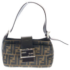 Fendi Zucca Mamma Bucket One Mini Shoulder Bag Brown Leather Silver