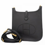 Hermes Shoulder Bag Evelyne 23 Taurillon Clemence Canvas Gold