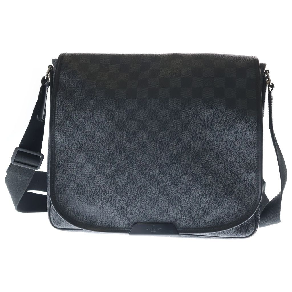Louis Vuitton Damier Graphite Daniel GM Shoulder Bag Black Leather Silver