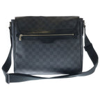 Louis Vuitton Damier Graphite Daniel GM Shoulder Bag Black Leather Silver — view 2