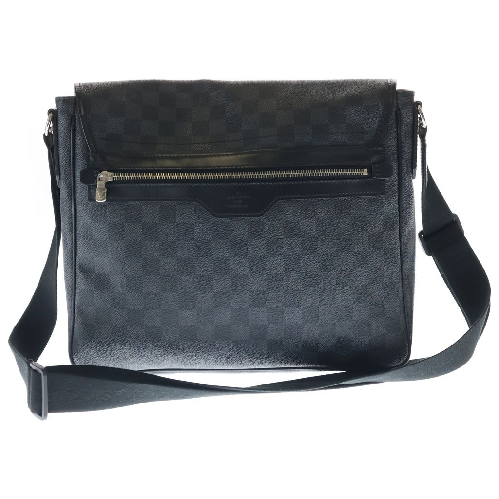 Louis Vuitton Damier Graphite Daniel GM Shoulder Bag Black Leather Silver — view 2