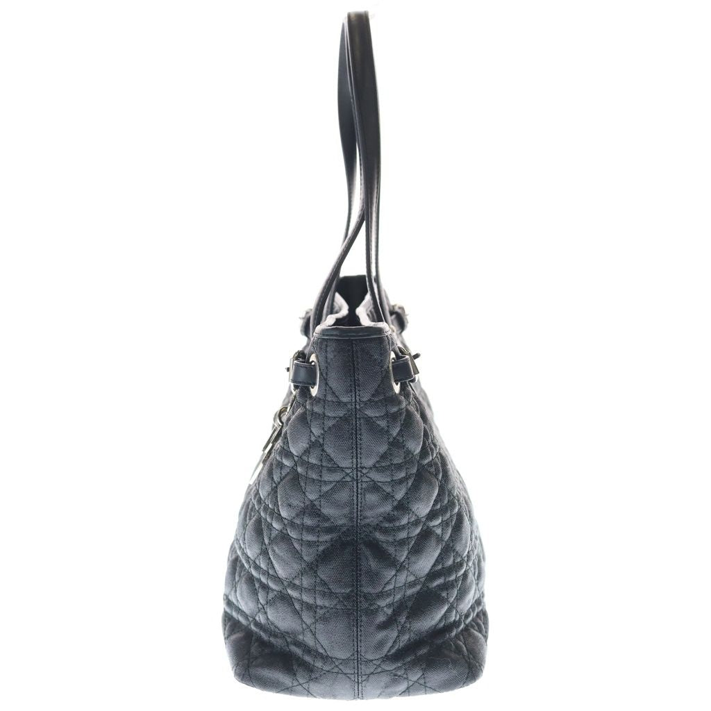 Dior Panarea Cannage Tote Black Leather Silver — view 3