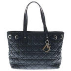 Dior Panarea Cannage Tote Black Leather Silver