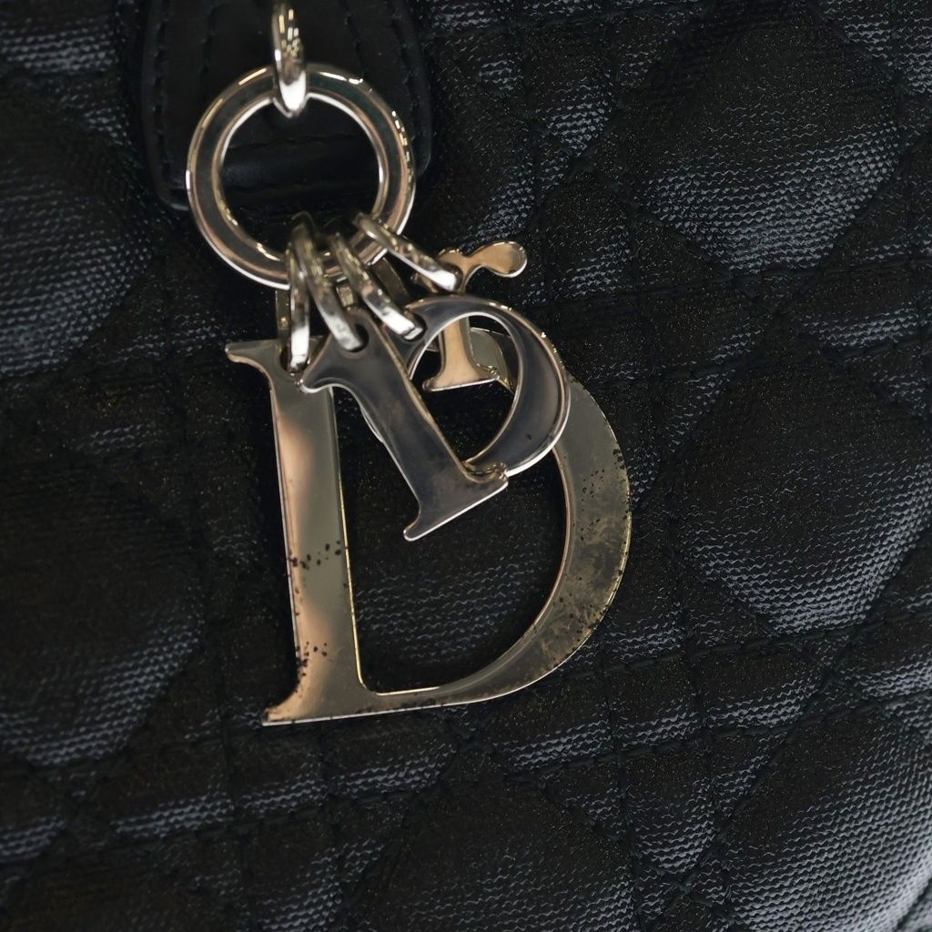 Dior Panarea Cannage Tote Black Leather Silver — view 6