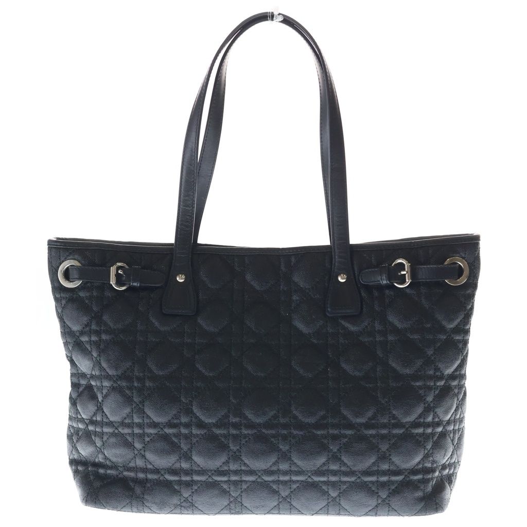 Dior Panarea Cannage Tote Black Leather Silver — view 2