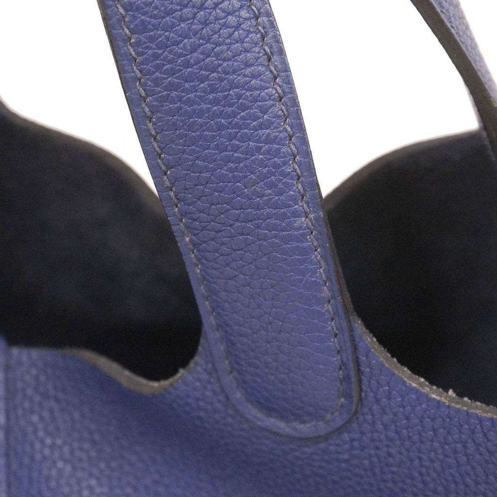 Hermes Handbag Picotin Lock PM Taurillon Morris Blue Silver — view 8