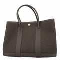 Hermes Handbag Garden Party TPM Toile Military Ebene Silver