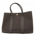 Hermes Handbag Garden Party TPM Toile Military Ebene Silver