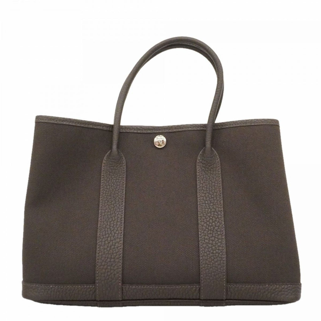 Hermes Handbag Garden Party TPM Toile Military Ebene Silver — view 7
