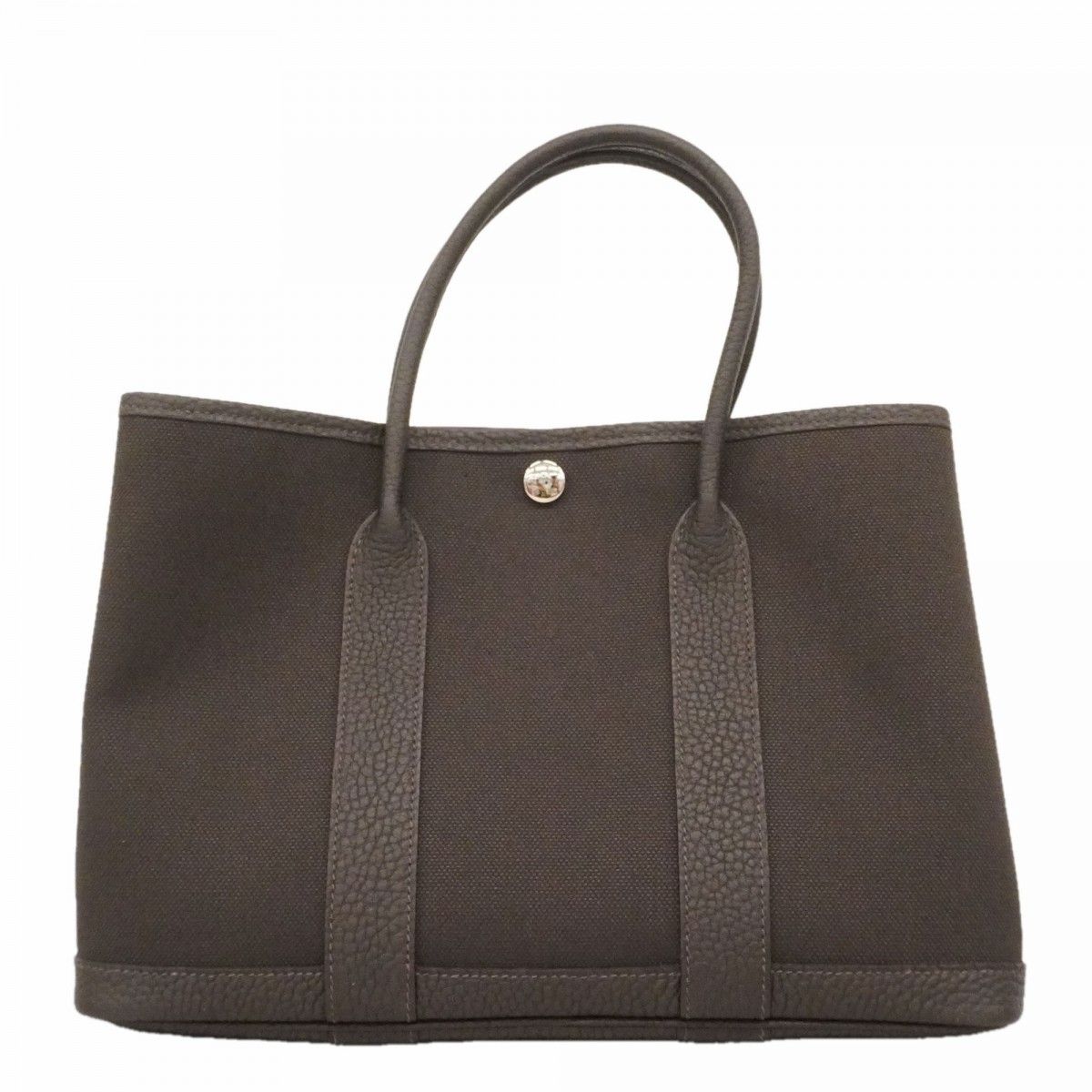 Hermes Handbag Garden Party TPM Toile Military Ebene Silver — view 7