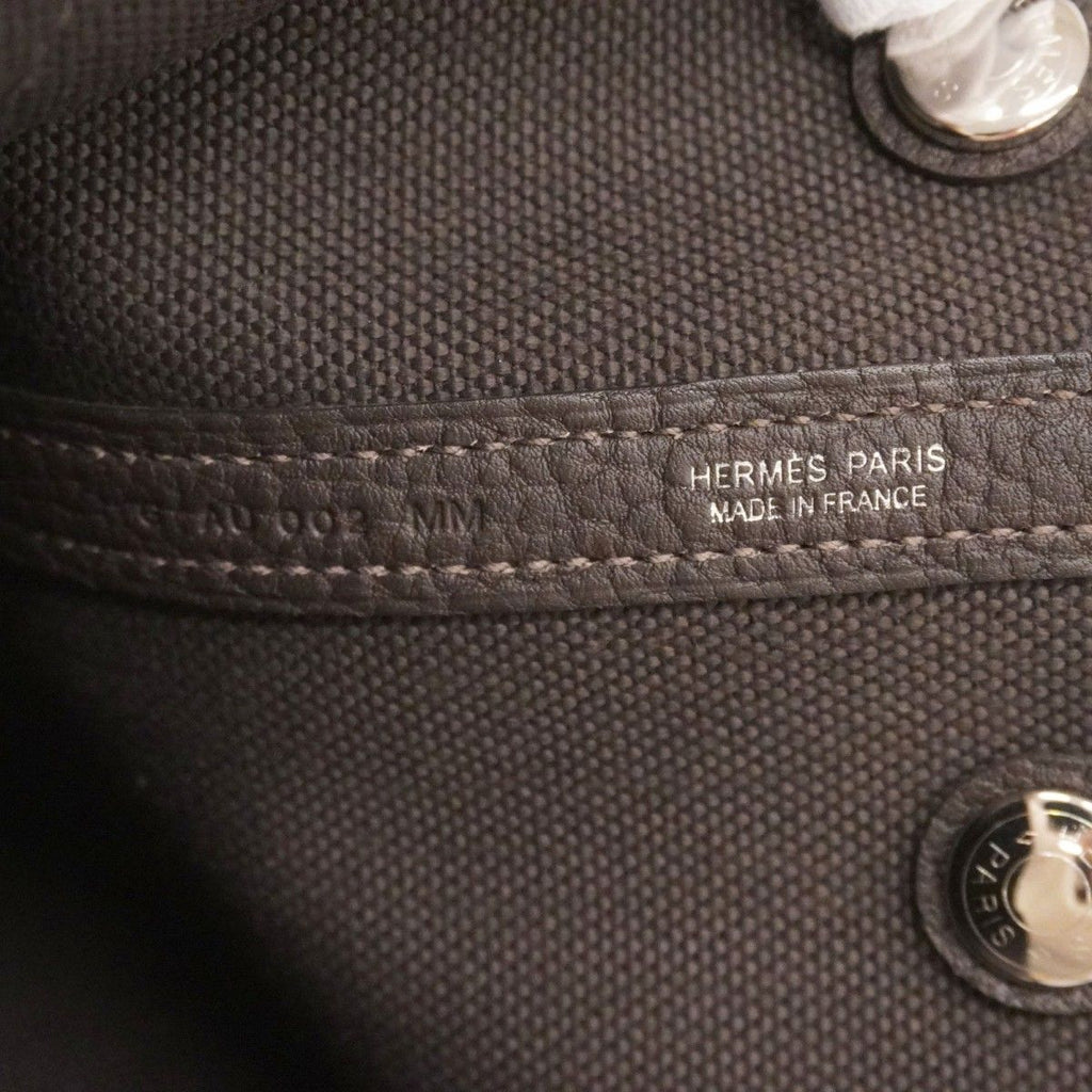 Hermes Handbag Garden Party TPM Toile Military Ebene Silver — view 5