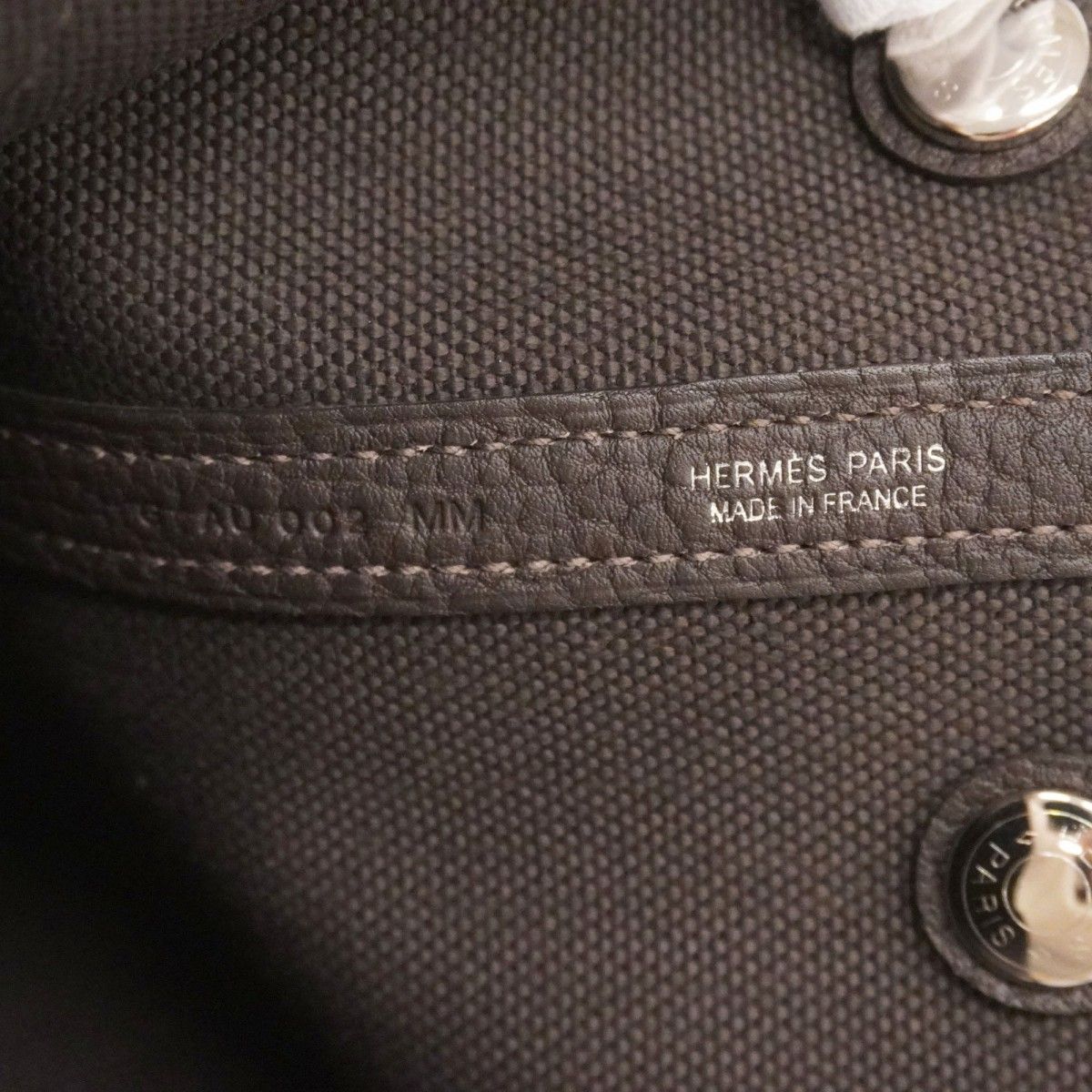 Hermes Handbag Garden Party TPM Toile Military Ebene Silver — view 5