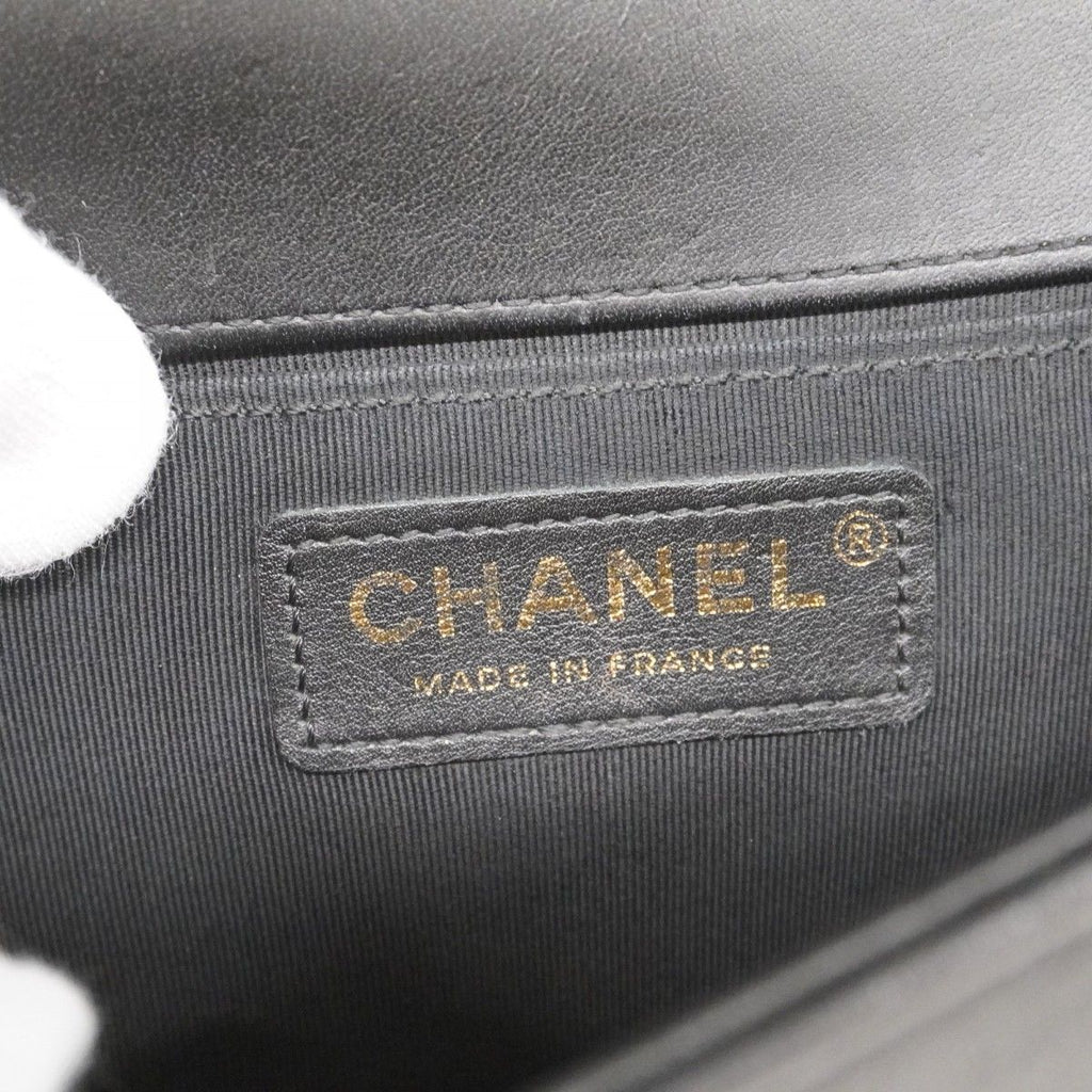 Chanel Shoulder Bag Boy Stitch Lambskin Black Champagne Gold — view 5