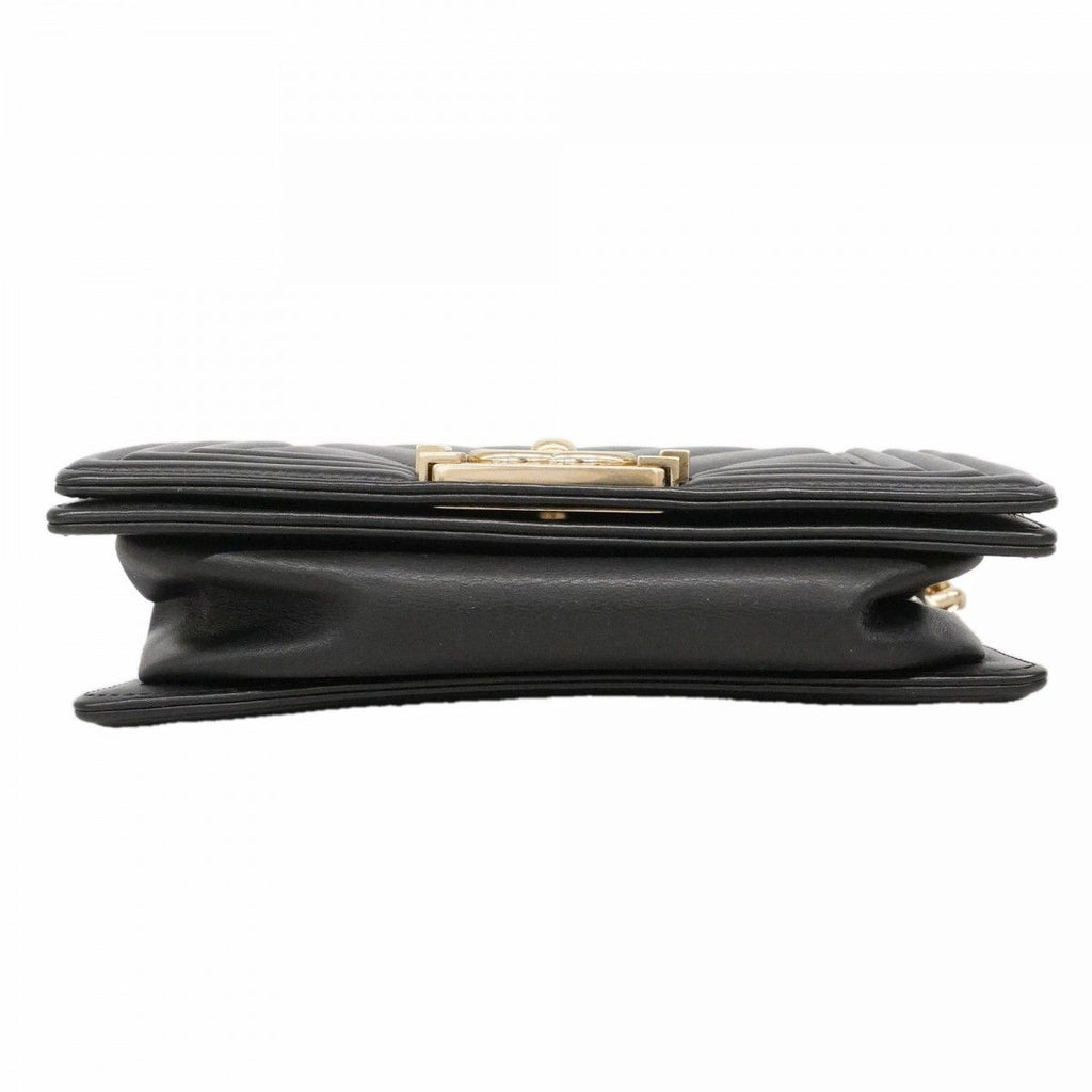 Chanel Shoulder Bag Boy Stitch Lambskin Black Champagne Gold — view 3