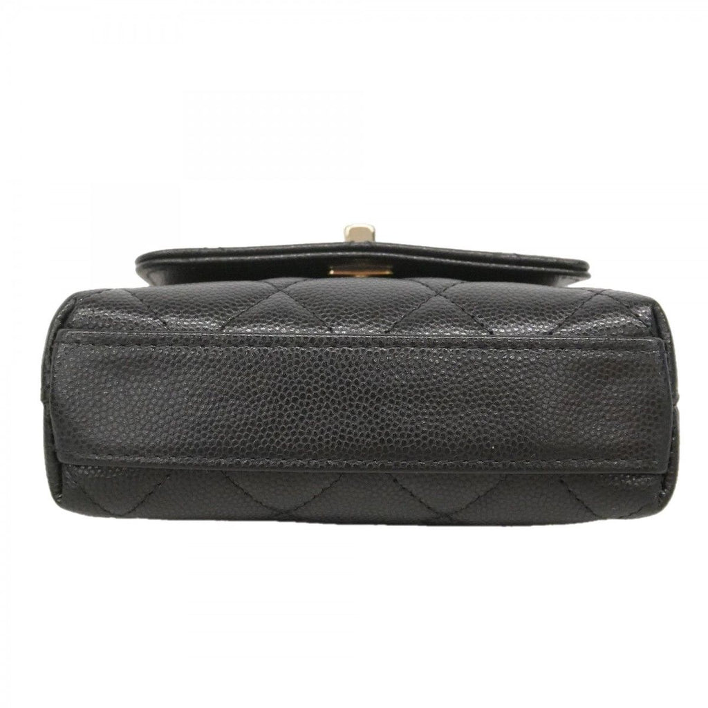 Chanel Handbag Micro Coco Handle Caviar Leather Black Champagne Gold 2-Way — view 3