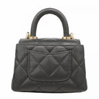 Chanel Handbag Micro Coco Handle Caviar Leather Black Champagne Gold 2-Way — view 6