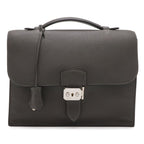 Hermes Sac a Depeches 27 Business Briefcase Second Togo Leather Graphite Gray