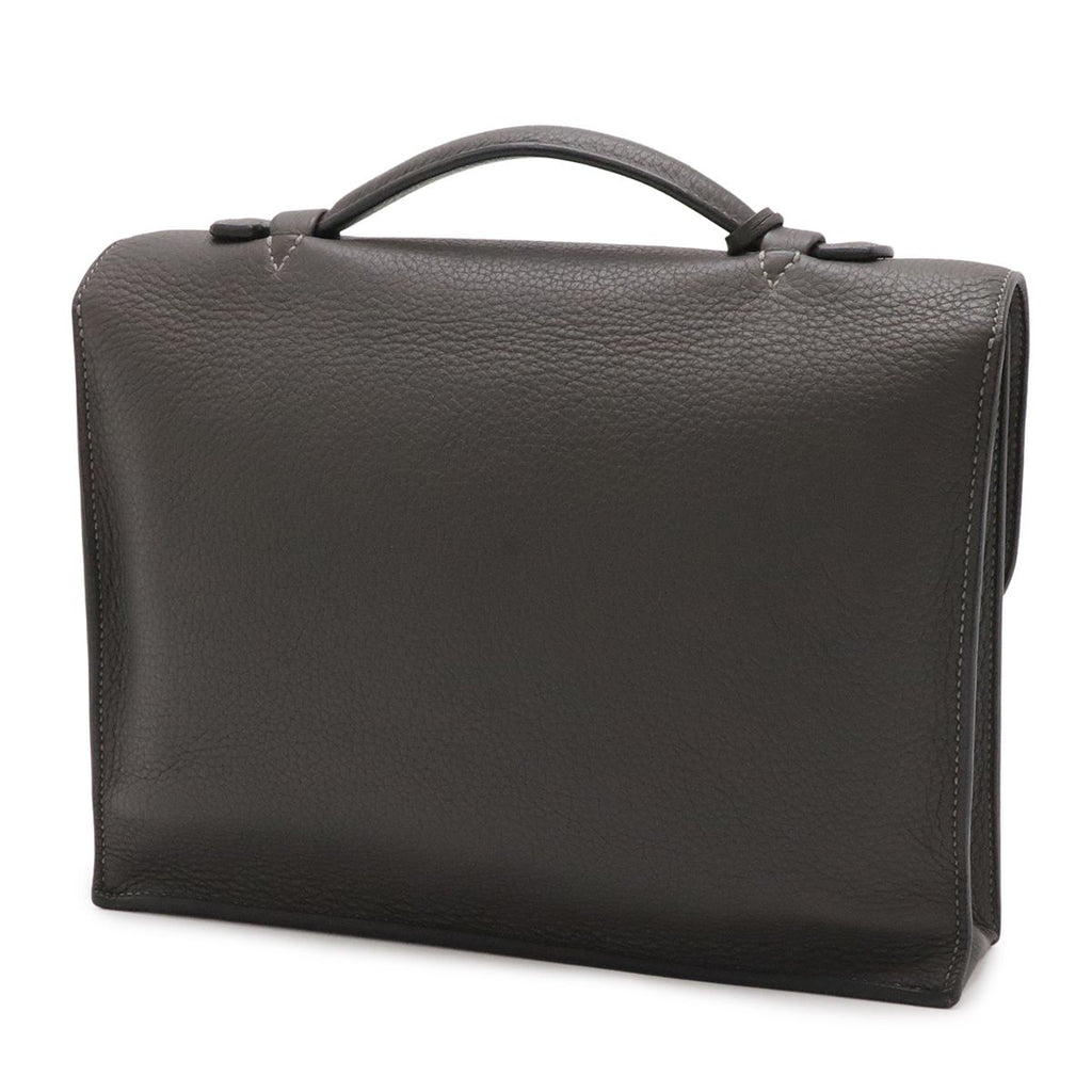 Hermes Sac a Depeches 27 Business Briefcase Second Togo Leather Graphite Gray — view 2