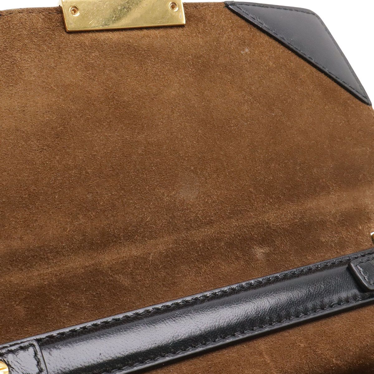 Fendi Canyu Chain Shoulder Bag Pochette Leather Black Gold — view 8