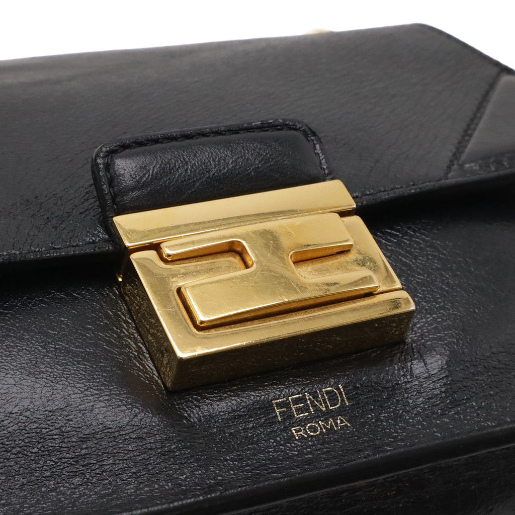 Fendi Canyu Chain Shoulder Bag Pochette Leather Black Gold — view 4