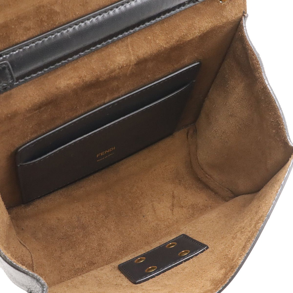 Fendi Canyu Chain Shoulder Bag Pochette Leather Black Gold — view 6