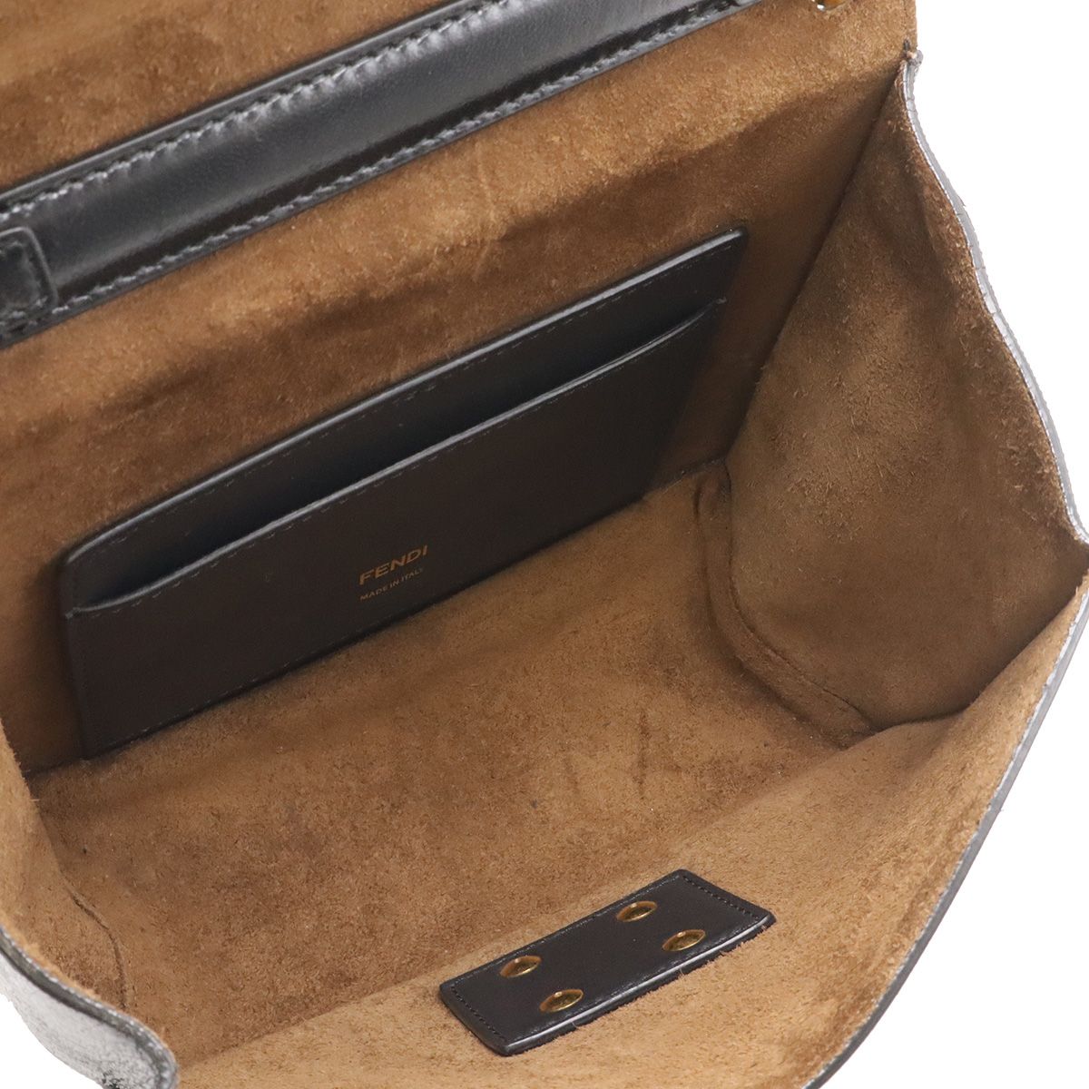 Fendi Canyu Chain Shoulder Bag Pochette Leather Black Gold — view 6