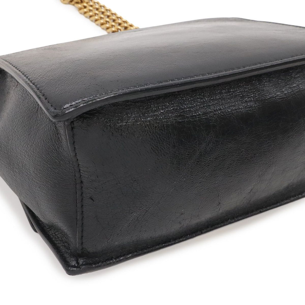Fendi Canyu Chain Shoulder Bag Pochette Leather Black Gold — view 3