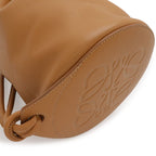 Loewe Sarah Small Drawstring Bucket Bag Leather Warm Dessert Brown — view 3